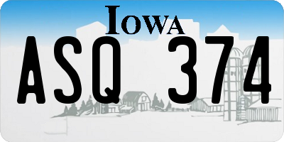 IA license plate ASQ374
