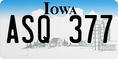 IA license plate ASQ377
