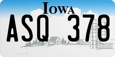 IA license plate ASQ378