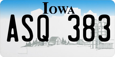 IA license plate ASQ383
