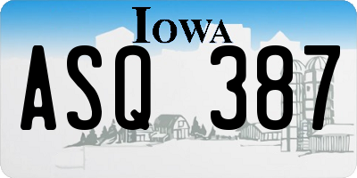 IA license plate ASQ387