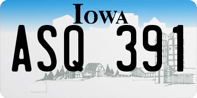 IA license plate ASQ391