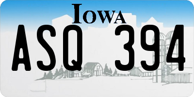 IA license plate ASQ394
