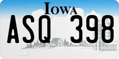 IA license plate ASQ398