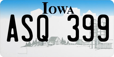 IA license plate ASQ399