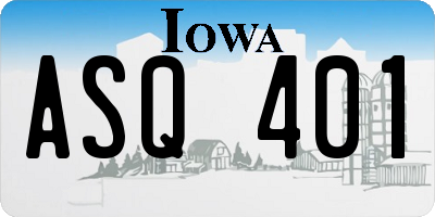 IA license plate ASQ401