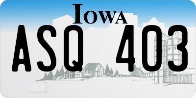 IA license plate ASQ403