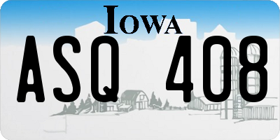 IA license plate ASQ408