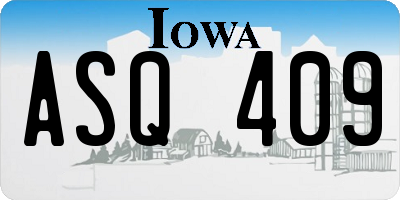 IA license plate ASQ409