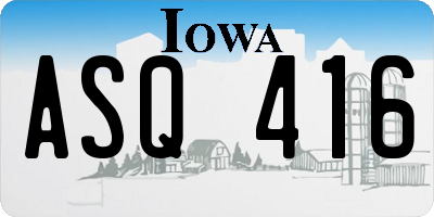 IA license plate ASQ416