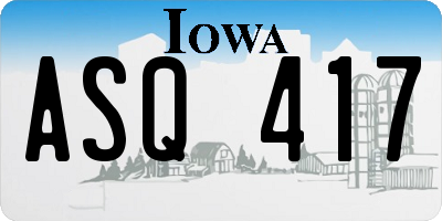 IA license plate ASQ417