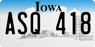 IA license plate ASQ418