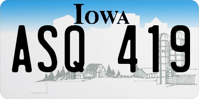 IA license plate ASQ419