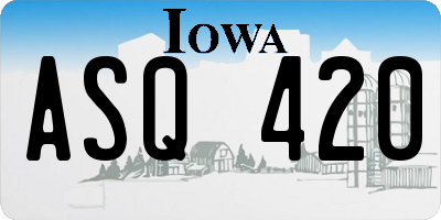 IA license plate ASQ420