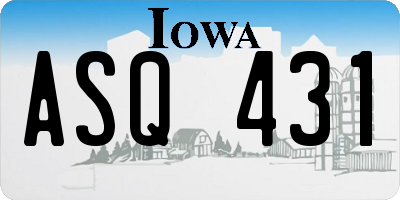 IA license plate ASQ431