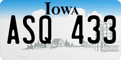 IA license plate ASQ433