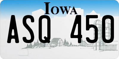 IA license plate ASQ450