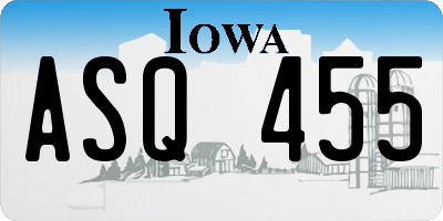 IA license plate ASQ455