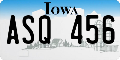 IA license plate ASQ456
