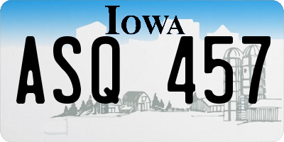 IA license plate ASQ457