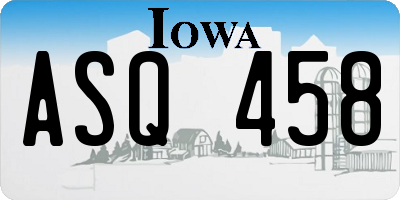IA license plate ASQ458