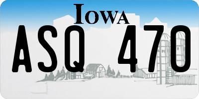 IA license plate ASQ470