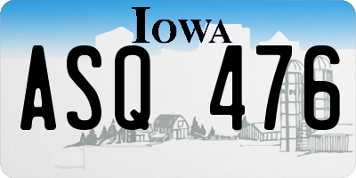 IA license plate ASQ476