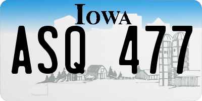 IA license plate ASQ477