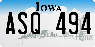IA license plate ASQ494