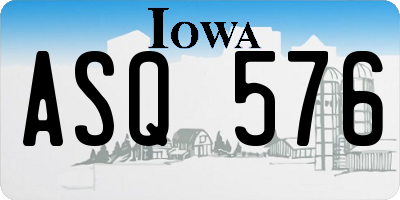 IA license plate ASQ576