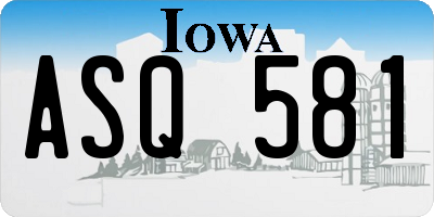 IA license plate ASQ581