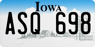 IA license plate ASQ698