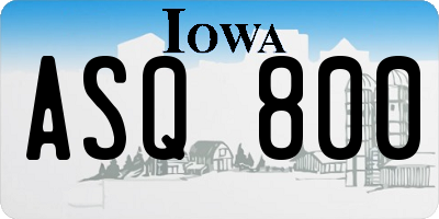 IA license plate ASQ800
