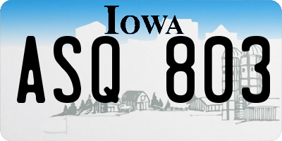 IA license plate ASQ803