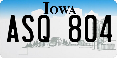 IA license plate ASQ804