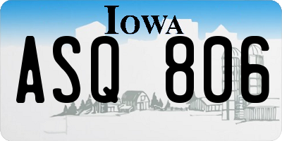 IA license plate ASQ806