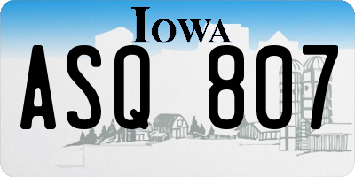 IA license plate ASQ807