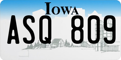 IA license plate ASQ809