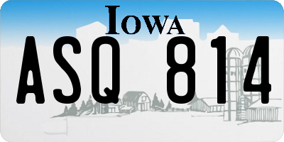 IA license plate ASQ814