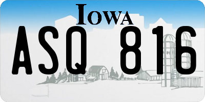 IA license plate ASQ816