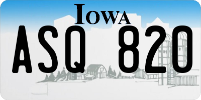 IA license plate ASQ820