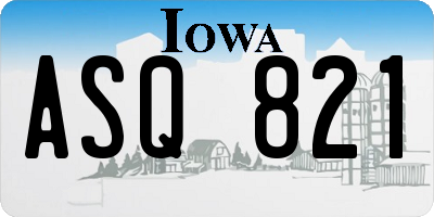 IA license plate ASQ821
