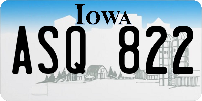IA license plate ASQ822