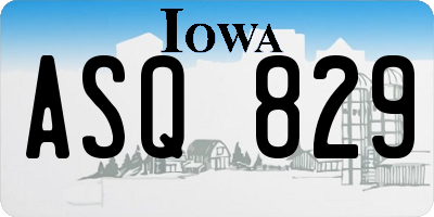 IA license plate ASQ829