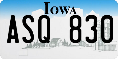 IA license plate ASQ830