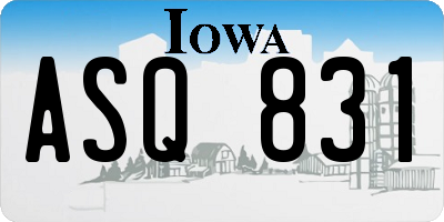IA license plate ASQ831