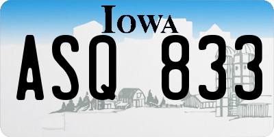 IA license plate ASQ833