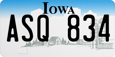 IA license plate ASQ834