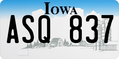 IA license plate ASQ837