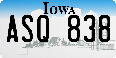IA license plate ASQ838